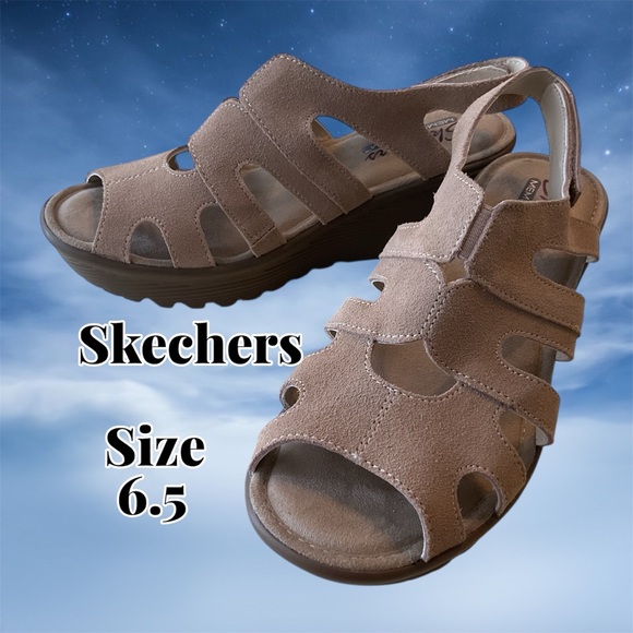 Skechers Tan Suede Sandals - Picture 1 of 6